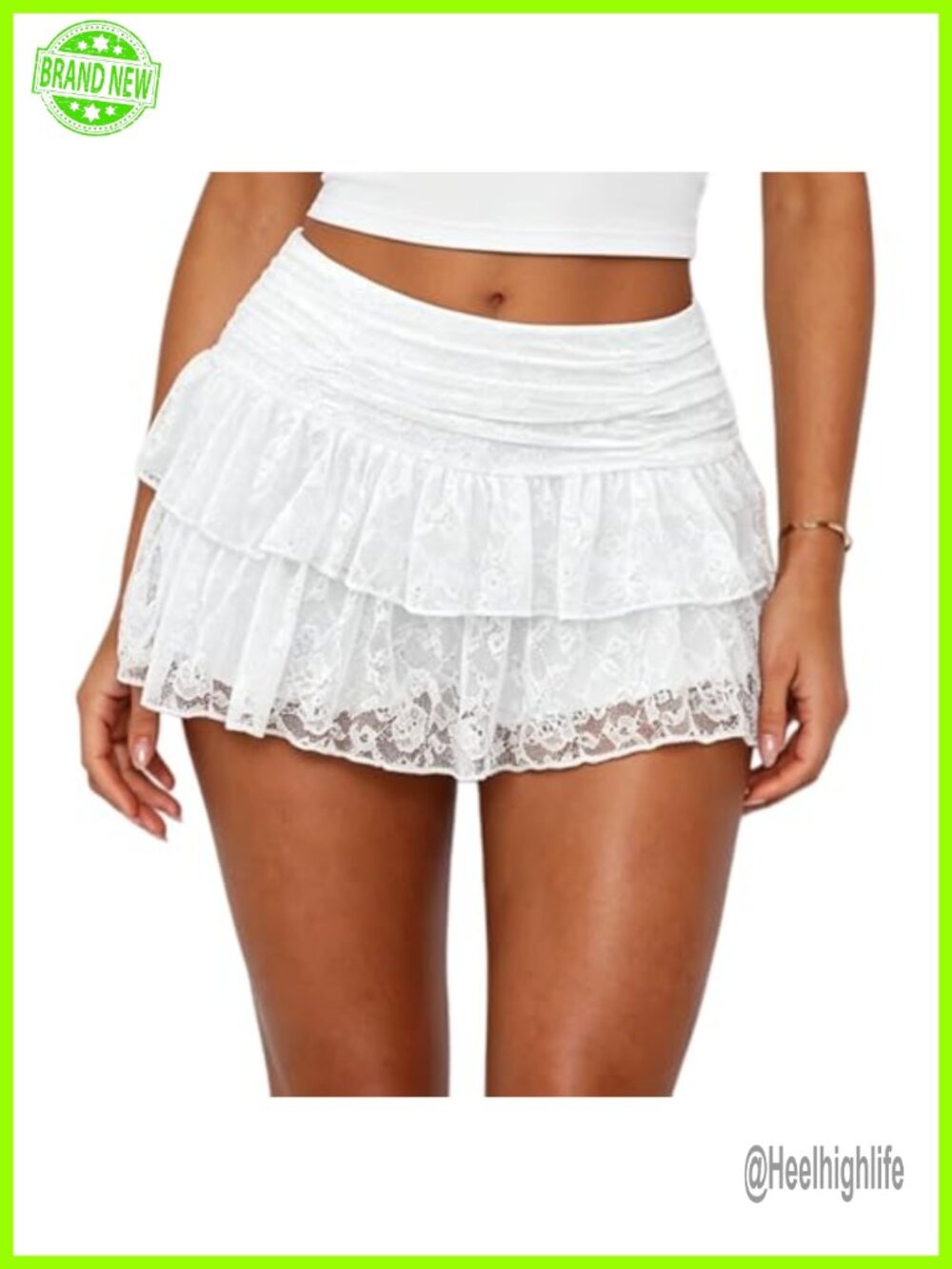 Lace Mini Skort with Shorts Ruffle A Line Layered Flowy Coquette Y2K Women